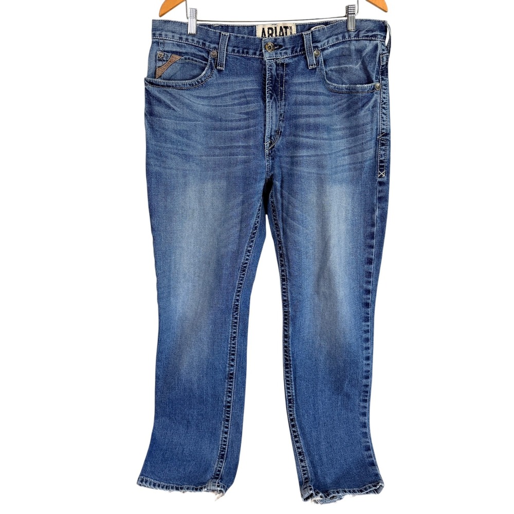 Ariat M2 Relaxed Boot Jeans Mens 36x32 Blue Medium Wash Distressed Denim